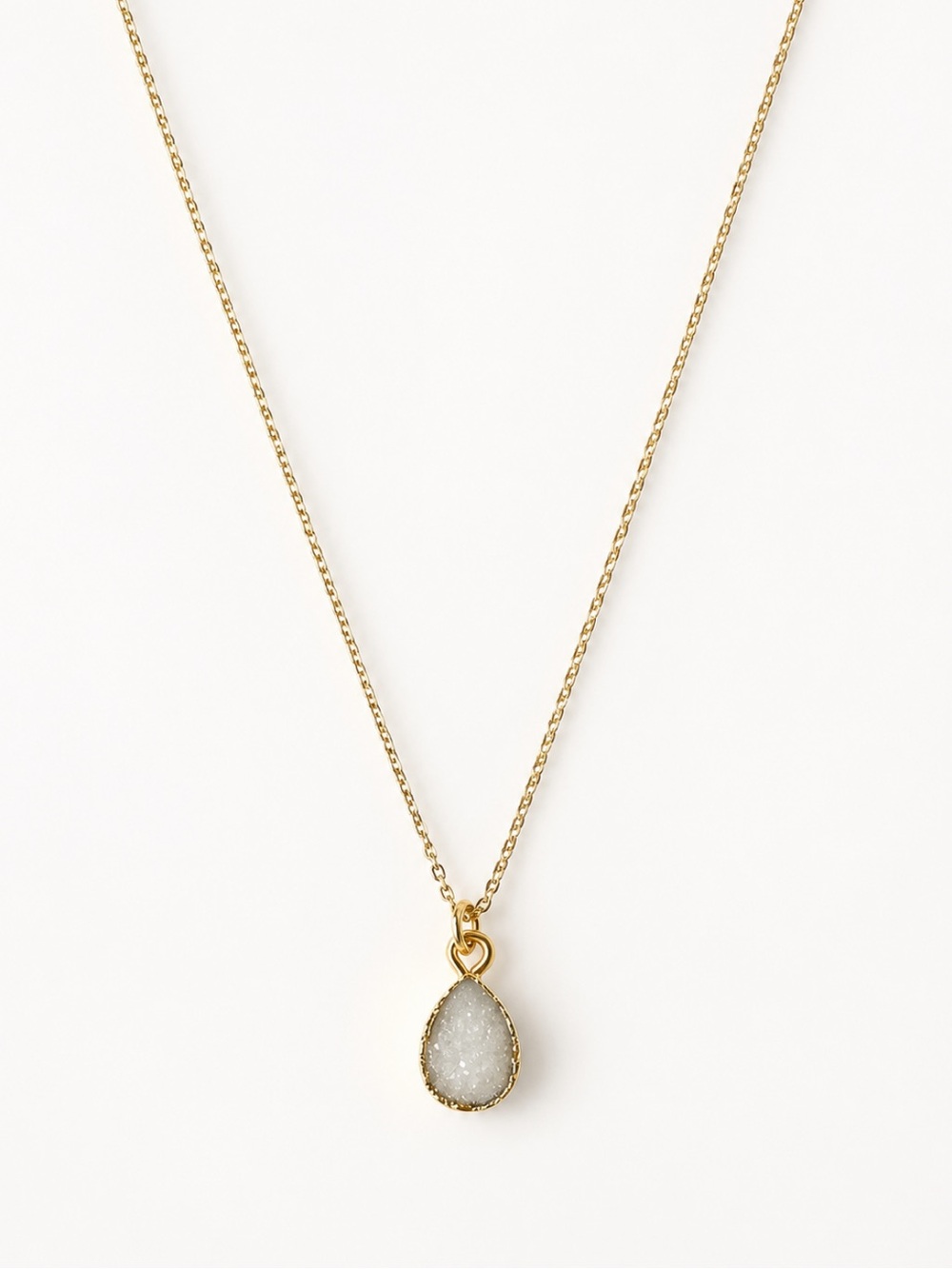 18K Gold Plated White Sugar Druzy Necklace